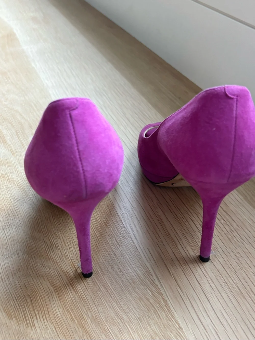 Jimmy Choo Women's Fuschia Suede Peep-Toe Pumps